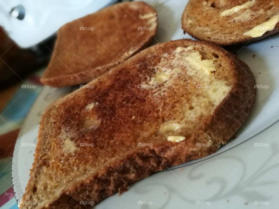 morning breakfast toast with butter