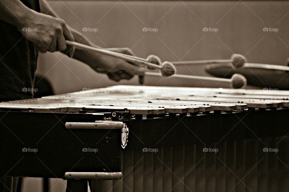 Marimba player. Marimba virtuoso in concert