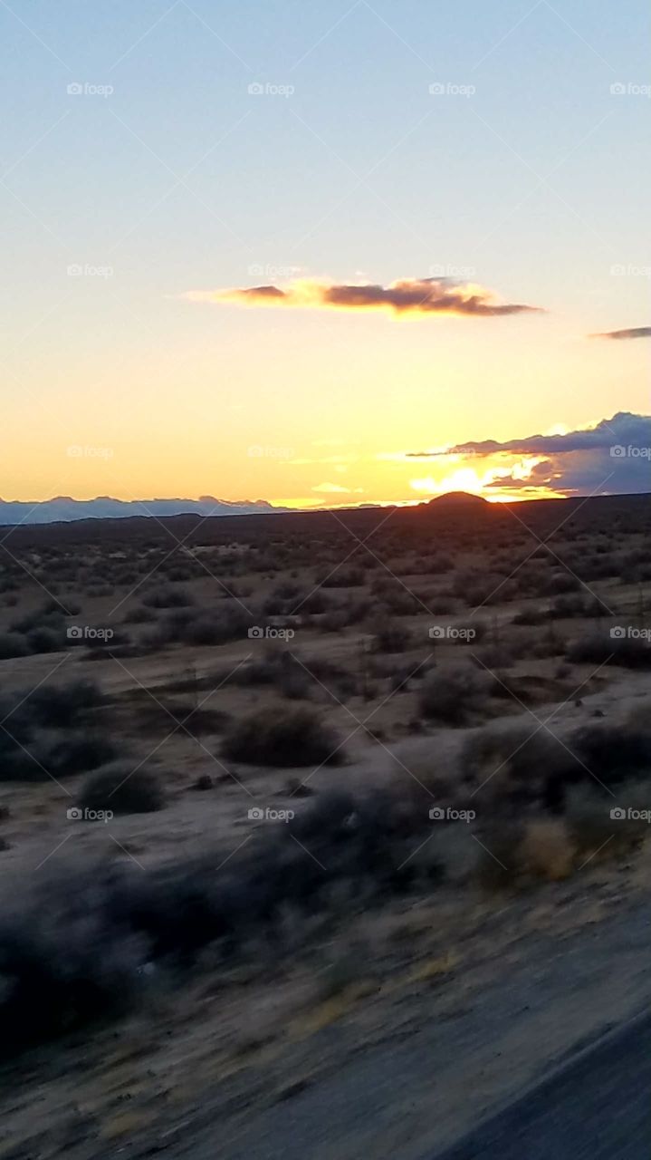 Mojave desert sunset in high desert