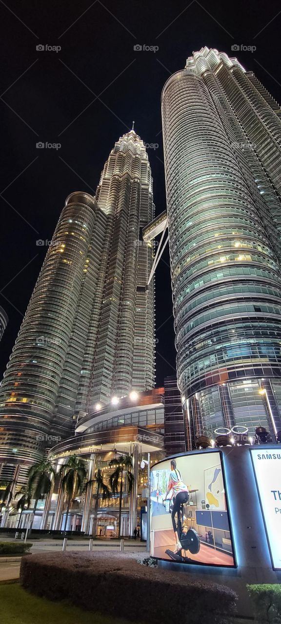 Twin Towers at night