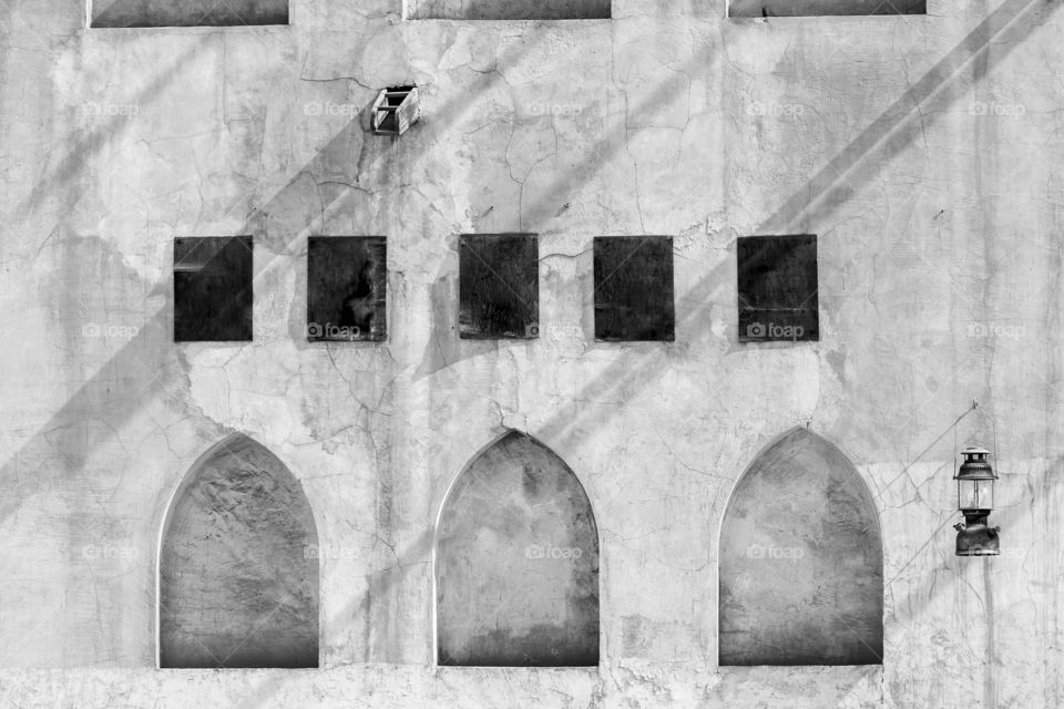 Facade of an old heritage buildng in Dubai