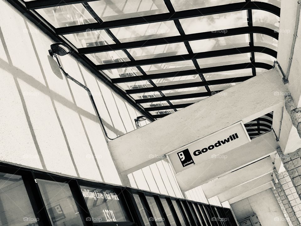 Goodwill &glass windows in black and white 