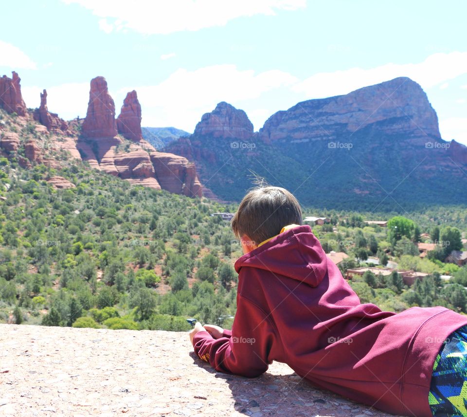 Boy looking into distance 