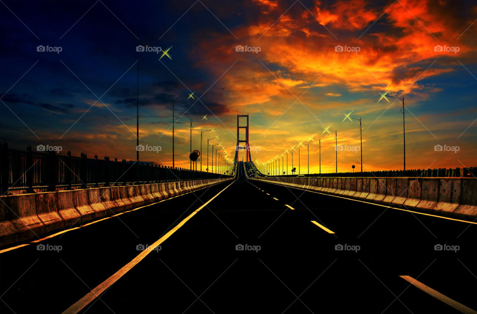 sunset at Suramadu bridge