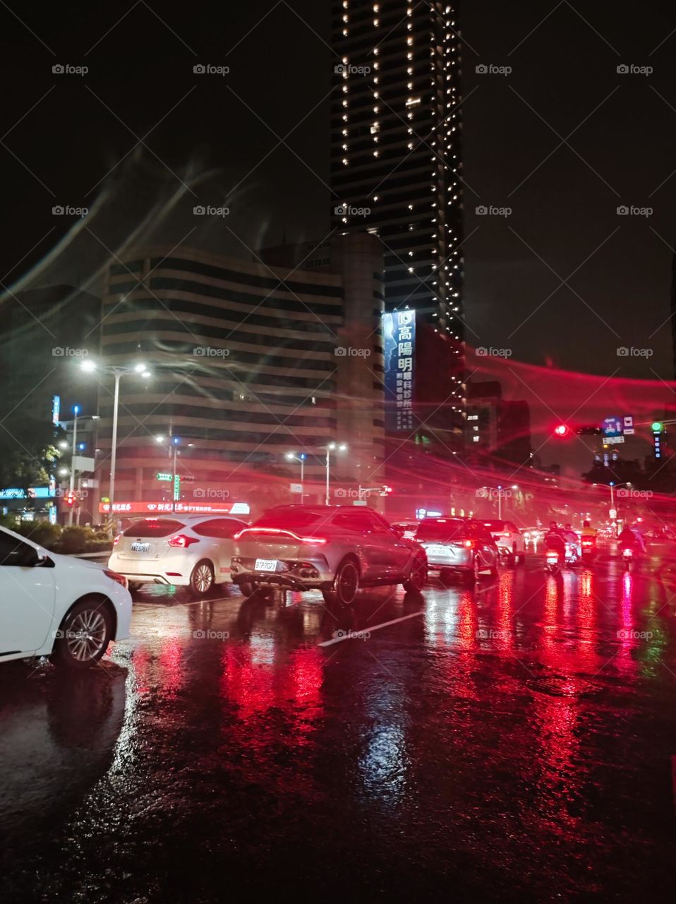 Cars on the road in the night