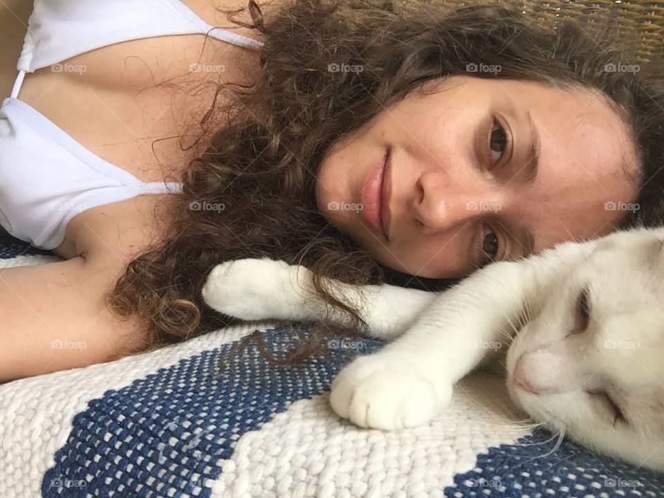 Lazy with cat