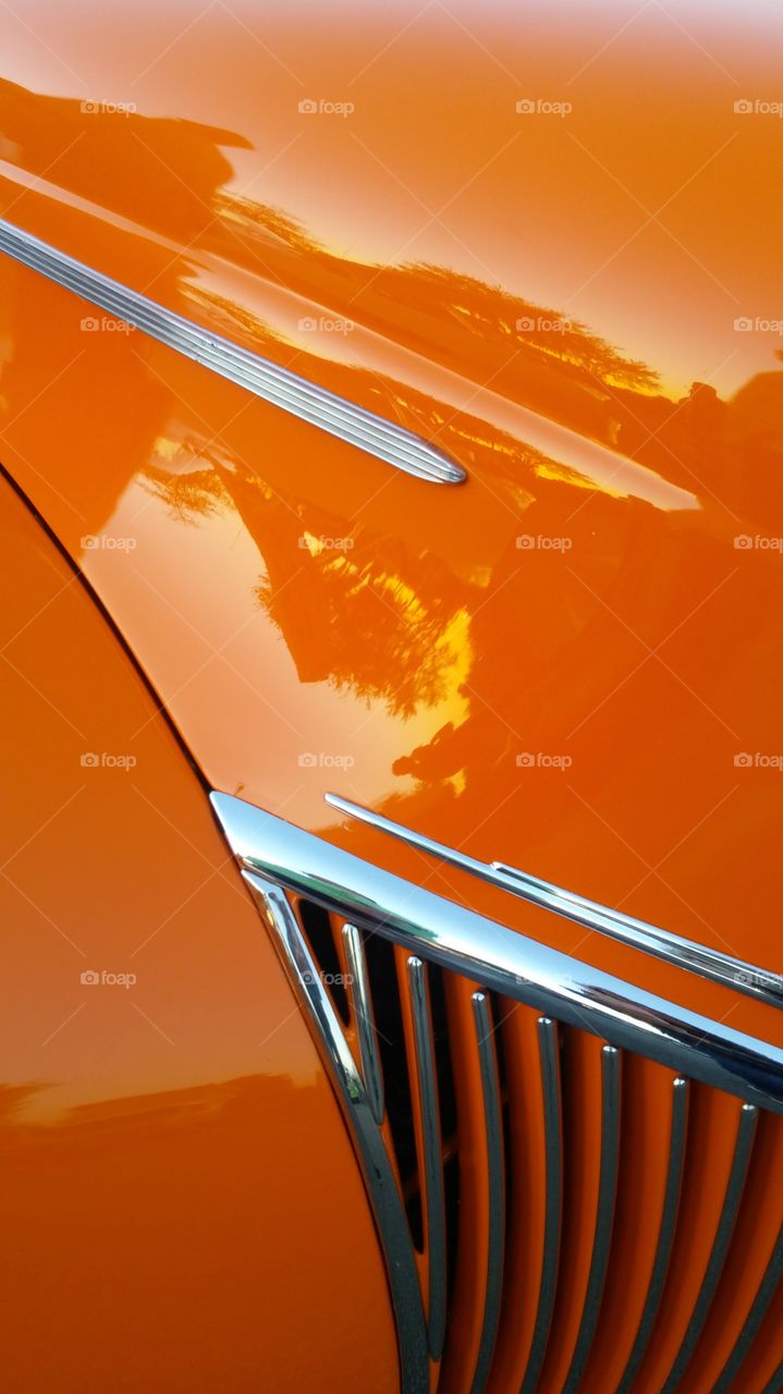 Full frame of an orange car
