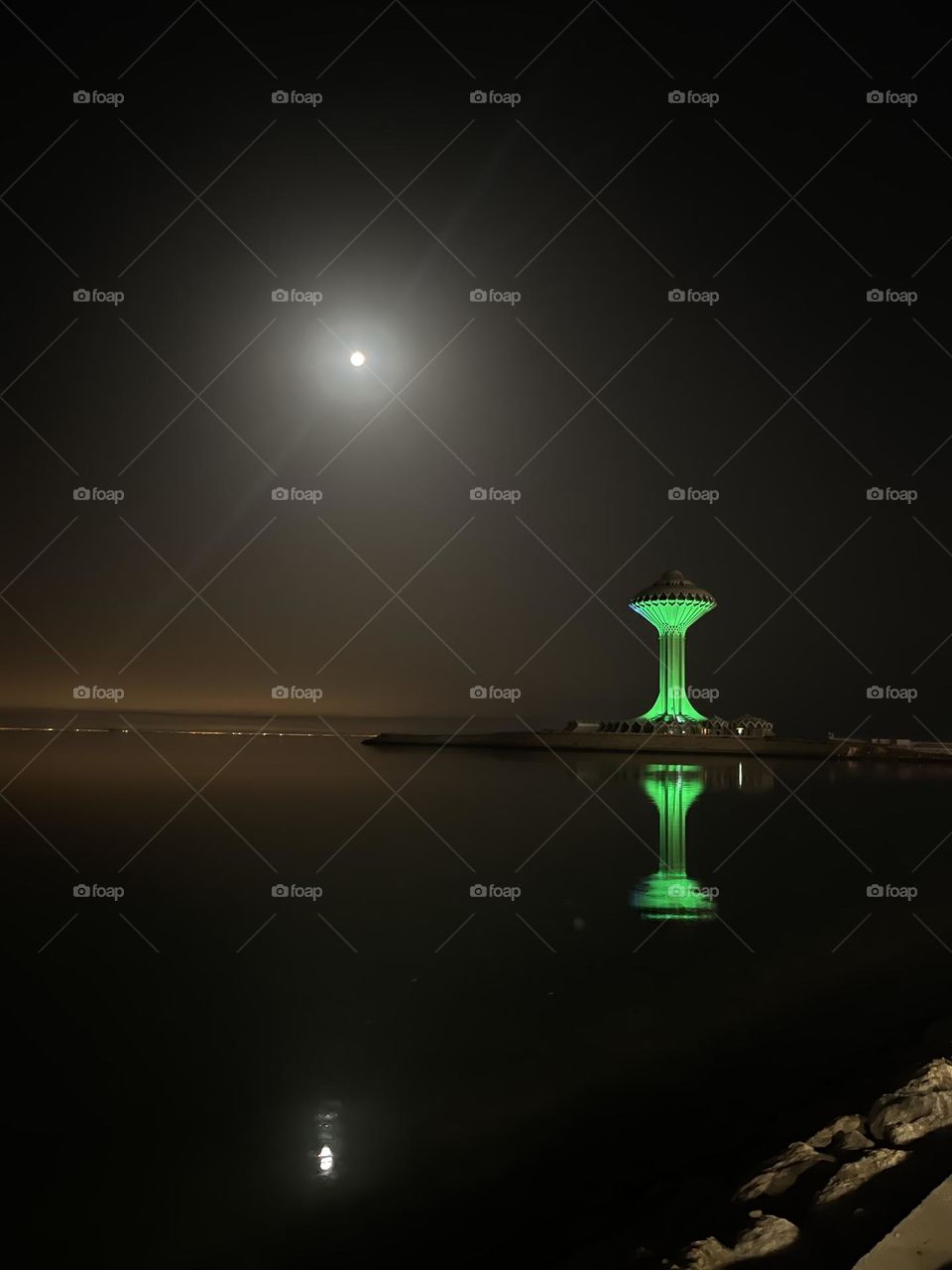 Water Tower from the beach front :  The Alkhobar Water Tower is regarded as the city's most iconic feature. The tower is a multi-storey structure on an island surrounded by water that connects the island to the north of the Khobar Corniche…!