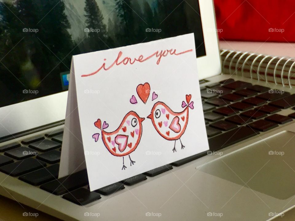 Valentine's card on computer 