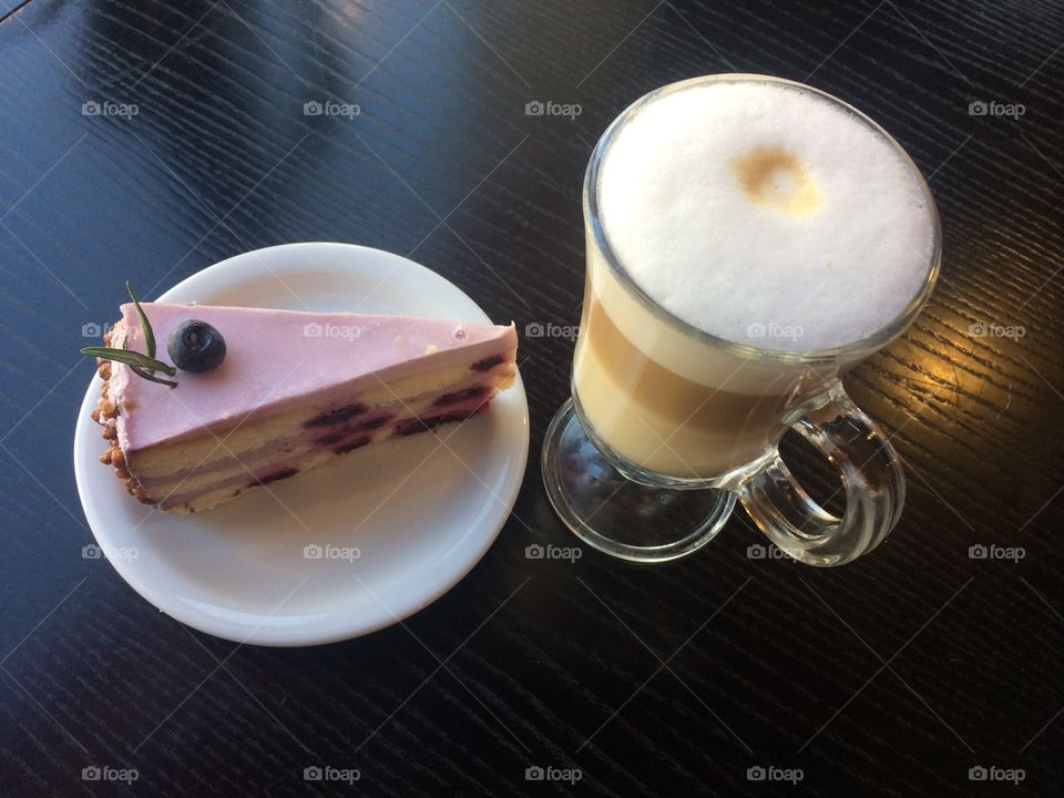 Cake and latte
