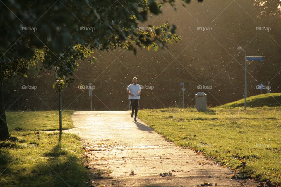 Man running in the Forrest 