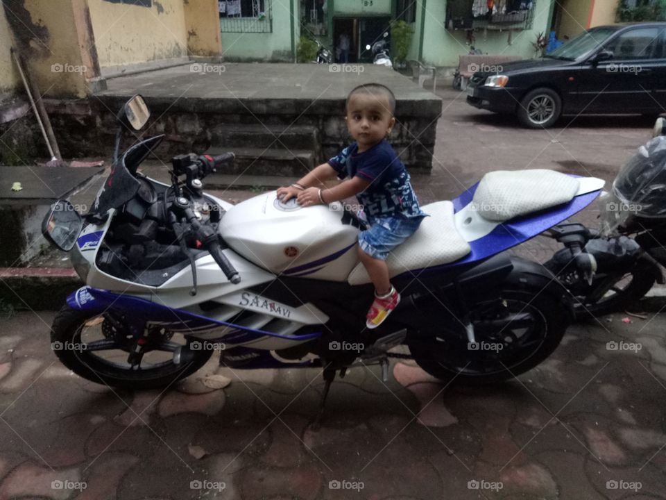 my son riding a bike