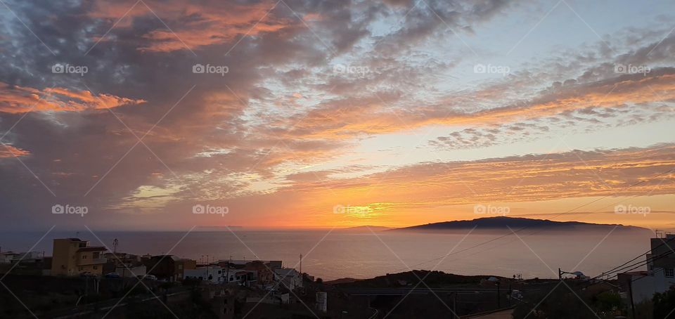 clouds and sunset- colorful, at the sea