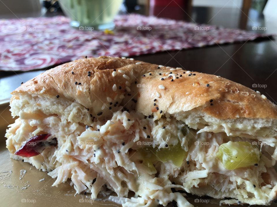 Chicken salad on an everything bagel! 