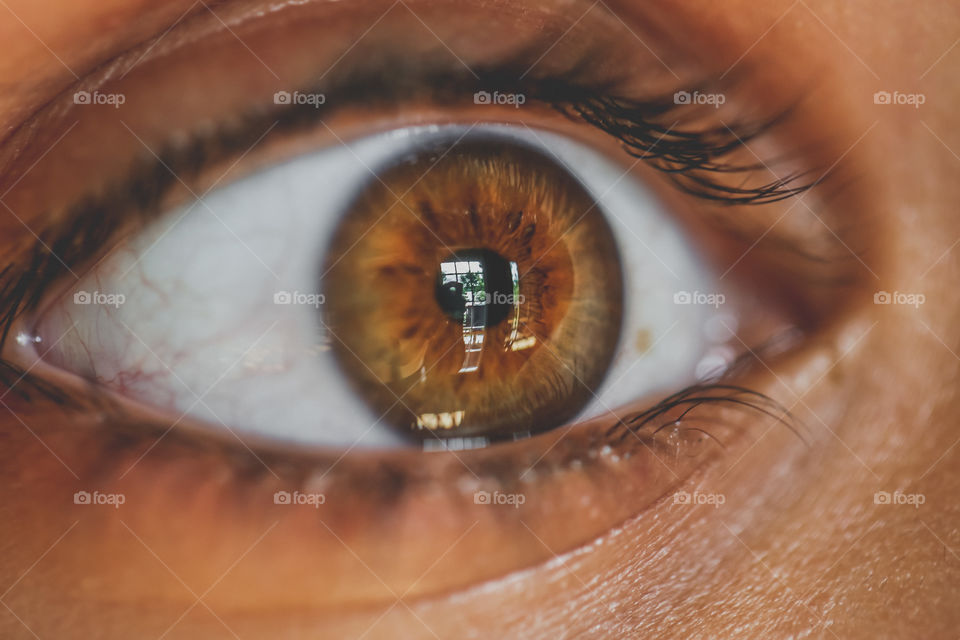 Beautiful and detailed close-up of a hazel eye