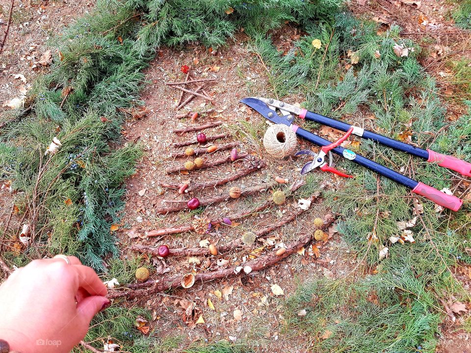 pine trees made by hand.