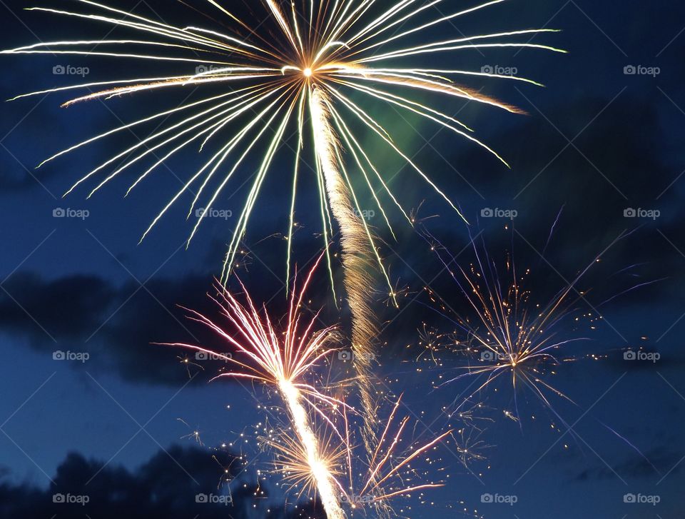 Firework display in the night sky for celebration