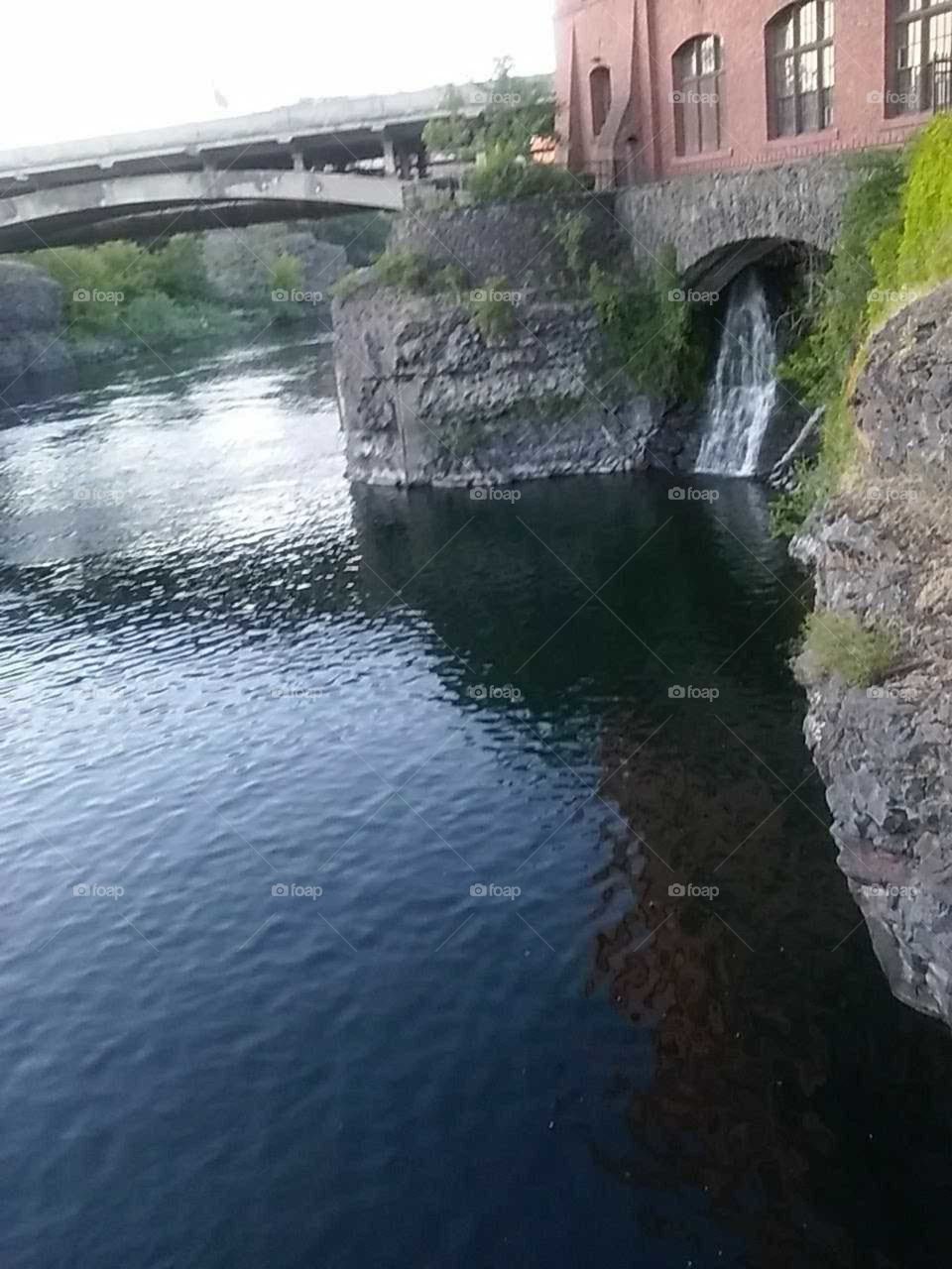 beautiful falls and bridge