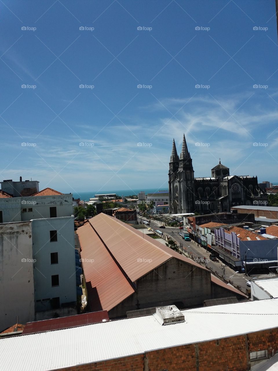 Foto Catedral de Fortaleza CE vista do edifício General Tiburcio/ Foto Original sem tratamento