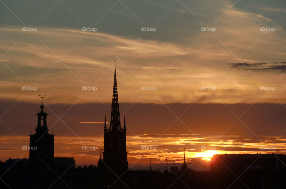 Silhouette of church during sunset