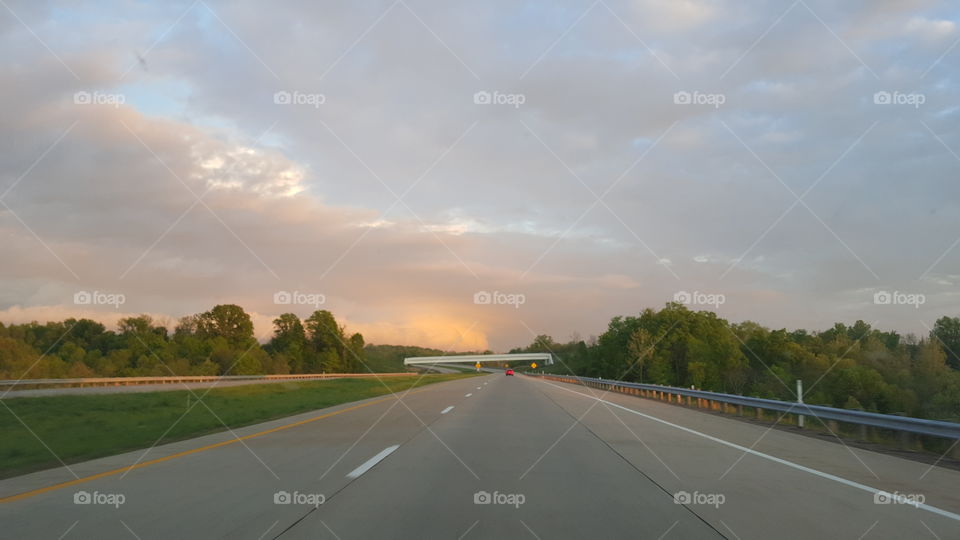 dawn on the road
