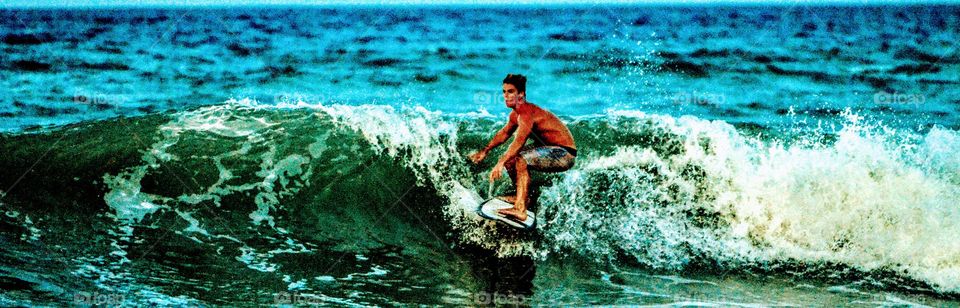 Surfer In Waves Twilight