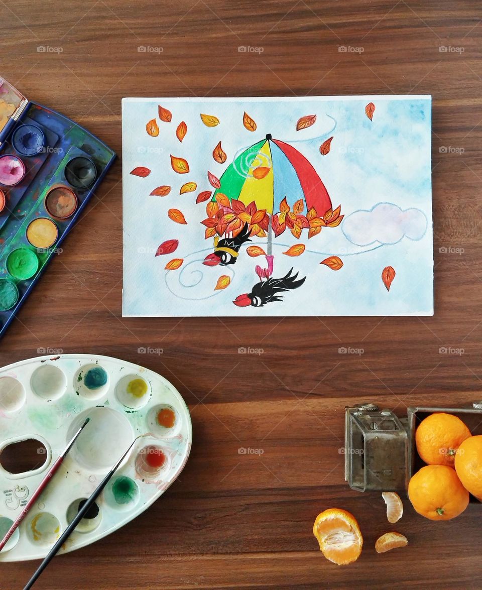 Leave the autumn of your heart to the wind and let the crows shout the good news for you. This office desk has a gift for you that may be upside down ? It depends on us how we see the world, the difference is in our view , not in what we look at