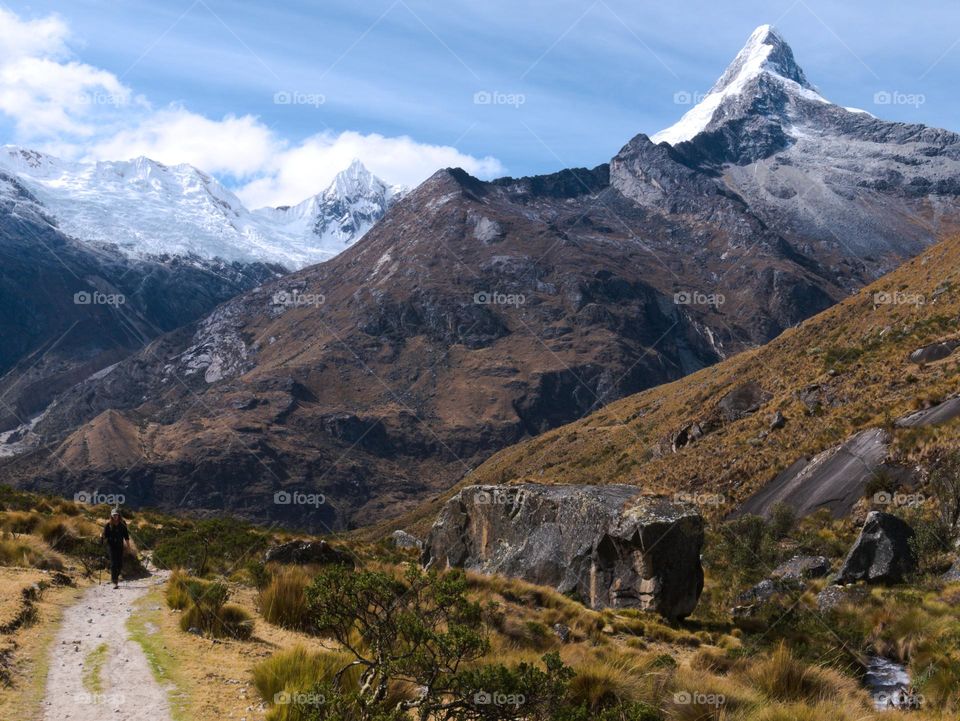 A girl hiking in Peruvian mountains