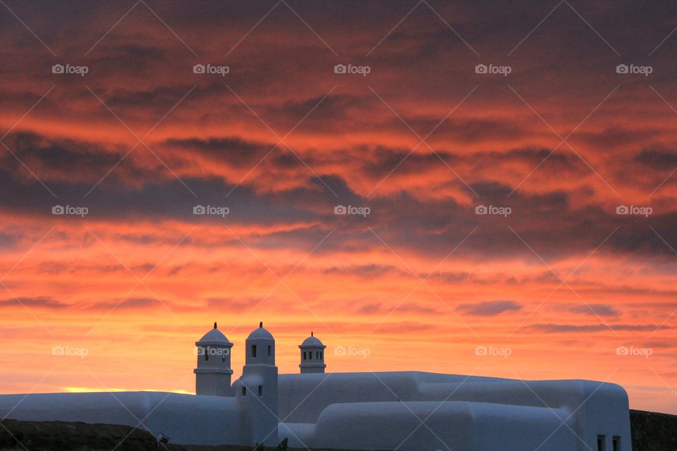 Colorful clouds on the island