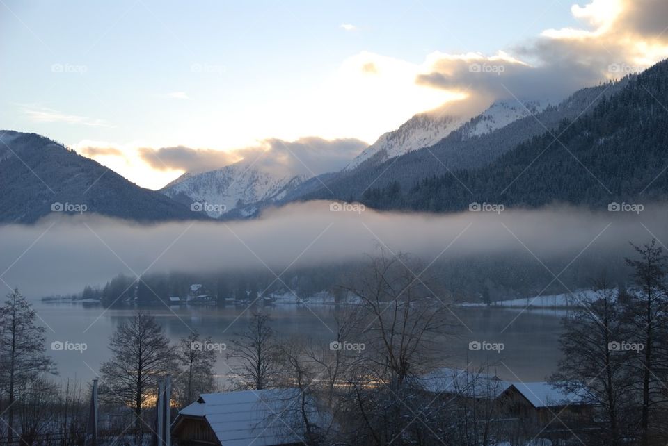 clouds tree morning glory lake by Nikita80