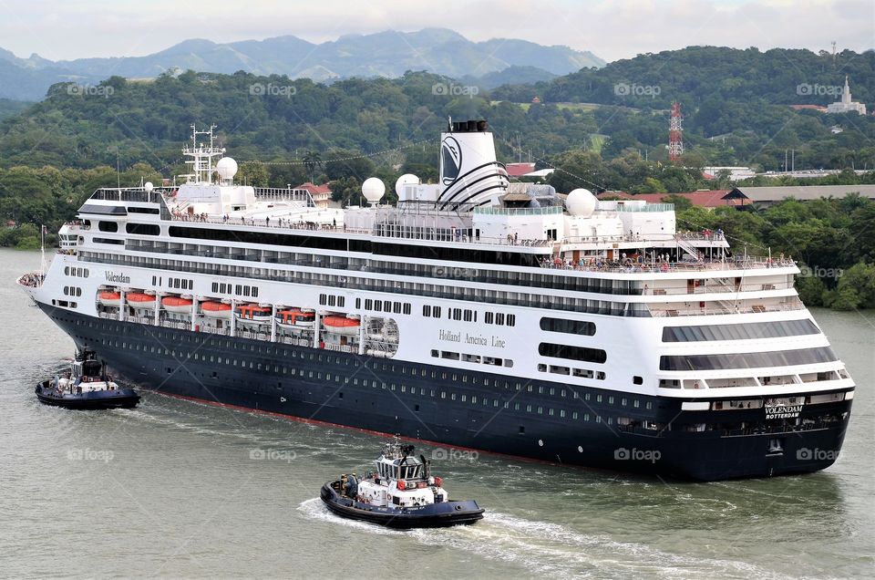 Cruise ship entering Panama Canal