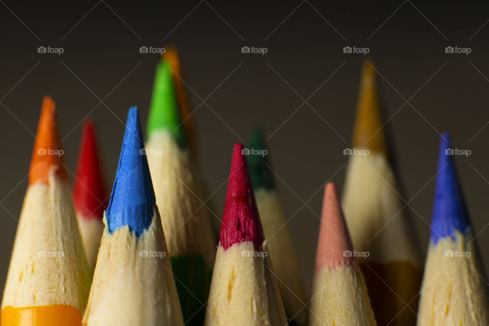 Tips of colored pencils