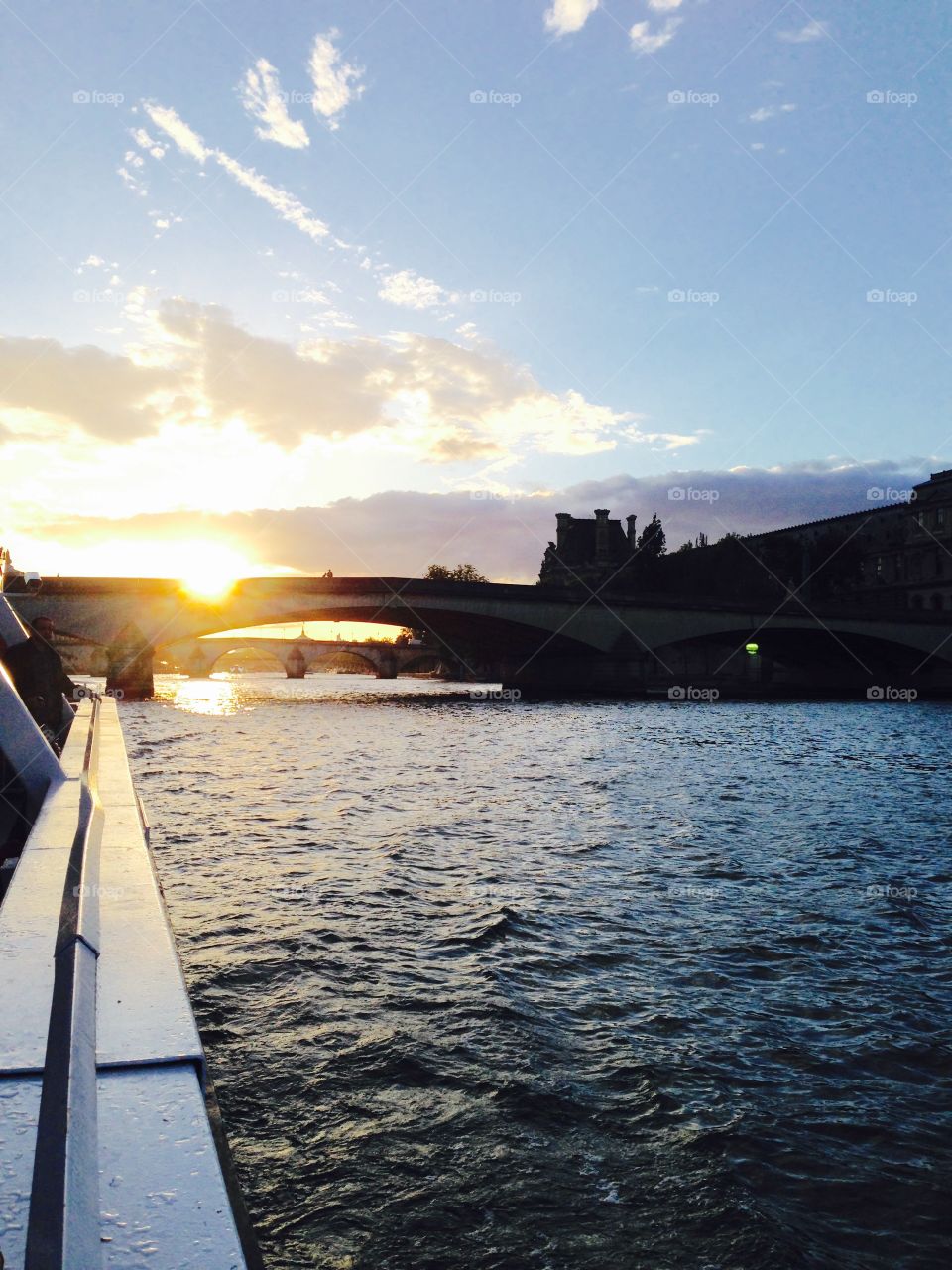Sunset on a Boat. Paris