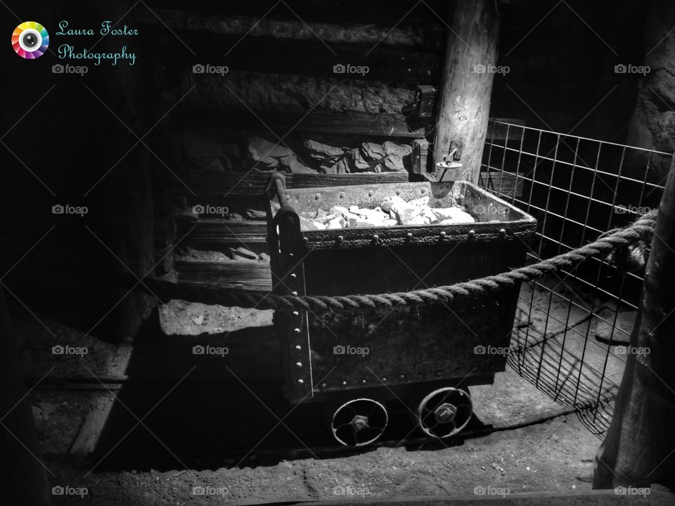 mine cart inside Sovereign Hill mine