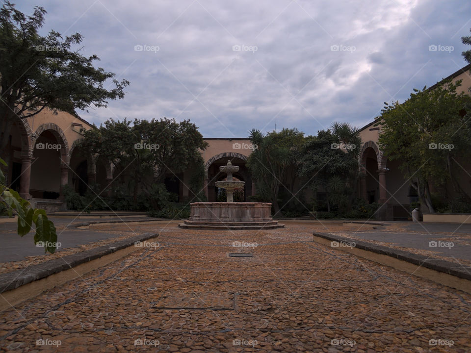 Main central patio in the historic art school "Instituto Allende" in San Miguel de Allende, Guanajuato, Mexico