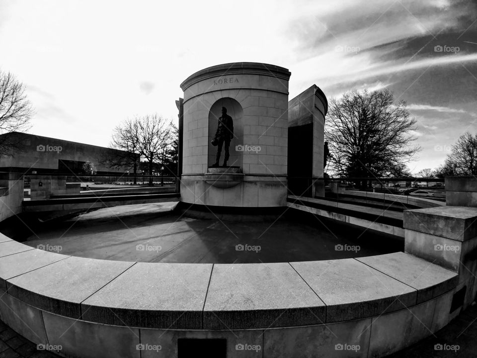 West Virginia Veterans Memorial, Charleston, WV. In Black and White.