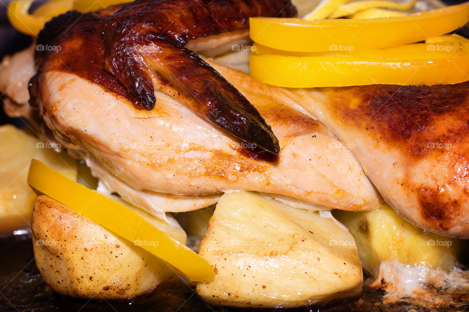 Roasted chicken and potato