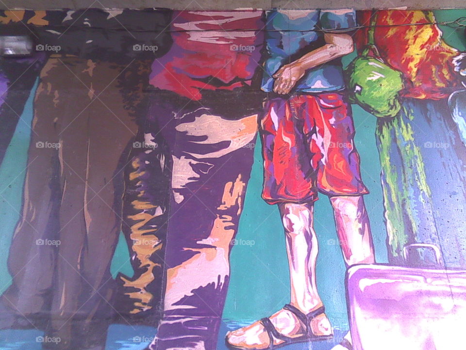 Colors all the edge. . Mural at the bridge before the frontera with the USA. 