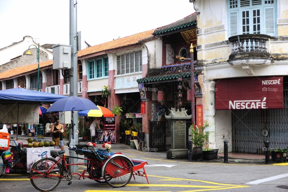 Heritage buildings inherited since before World War II in Old Georgetown Penang, Malaysia.