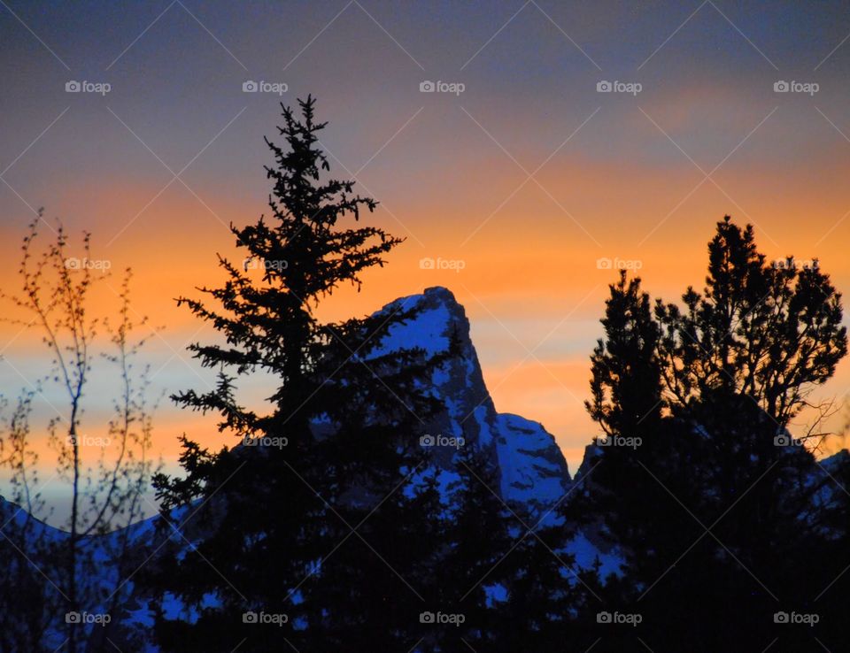 Backlit Teton Peak