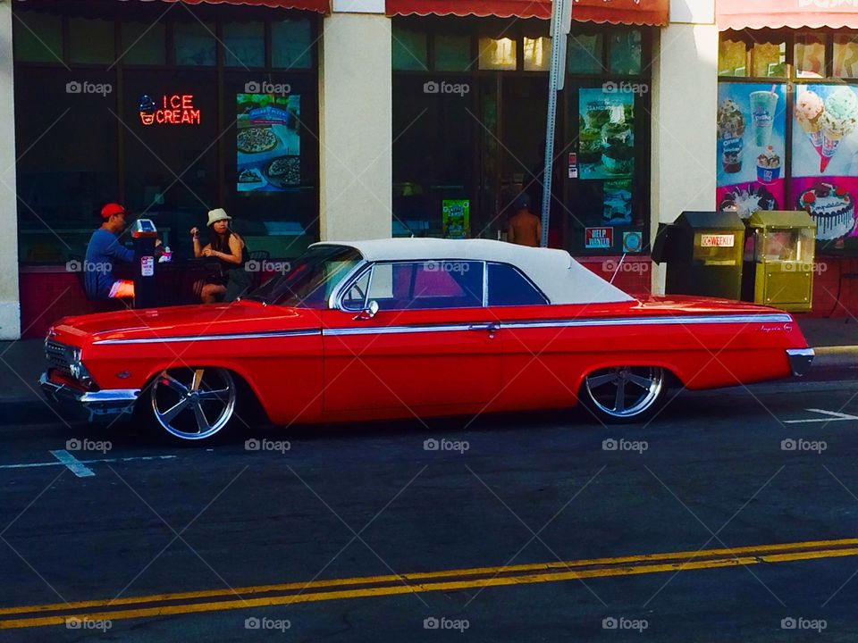 Cool car near ice cream place 