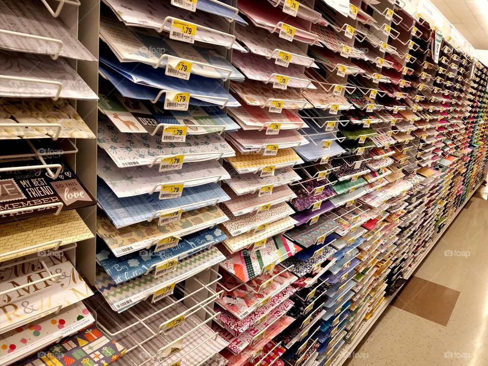 Scrapbook paper aisle at the craft store