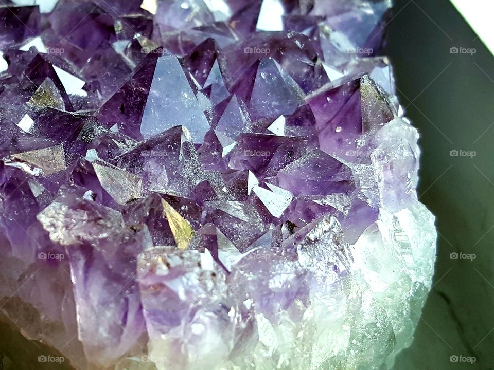 Close up of an amethyst cluster.