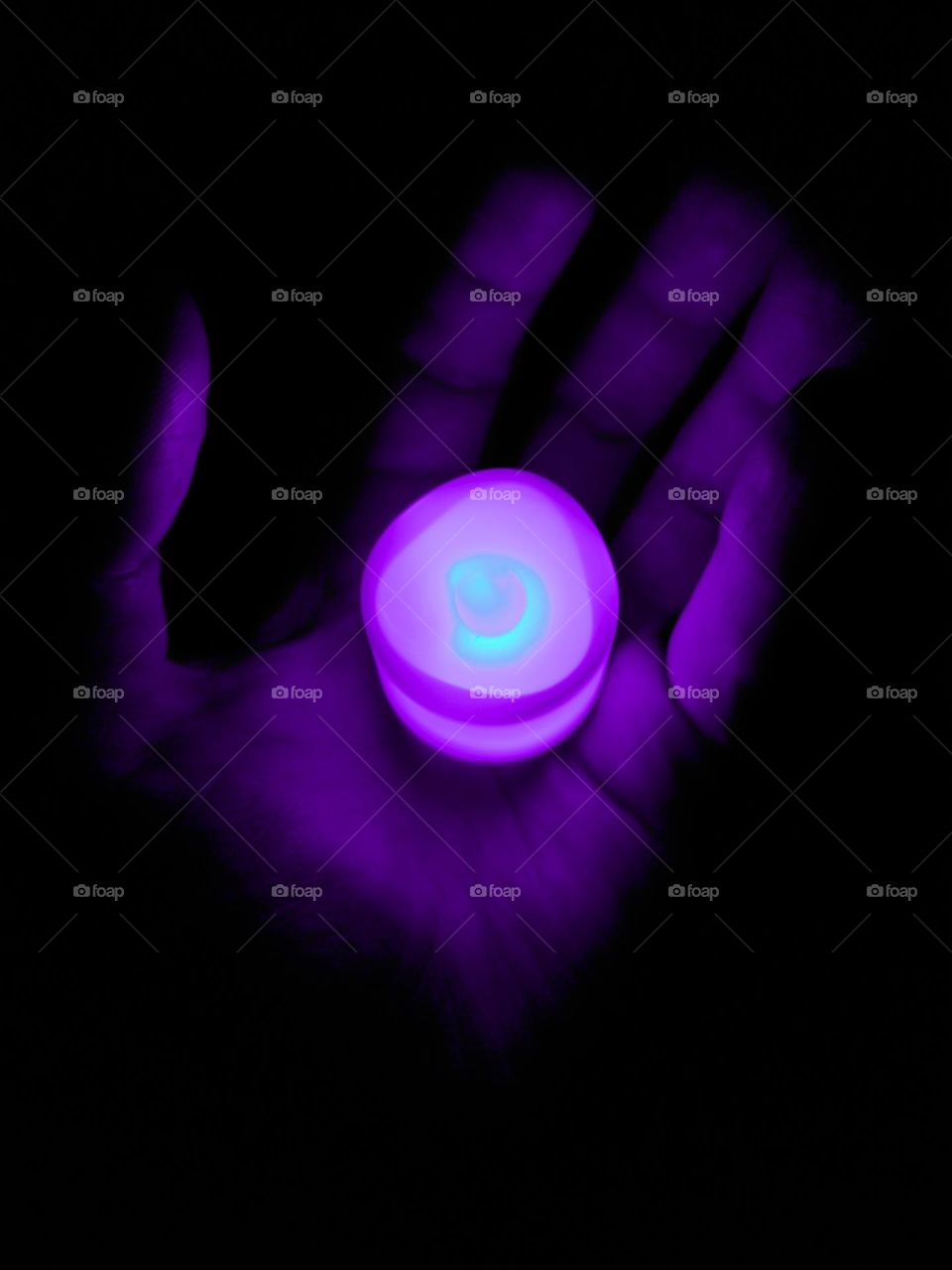 purple bulb on my hand