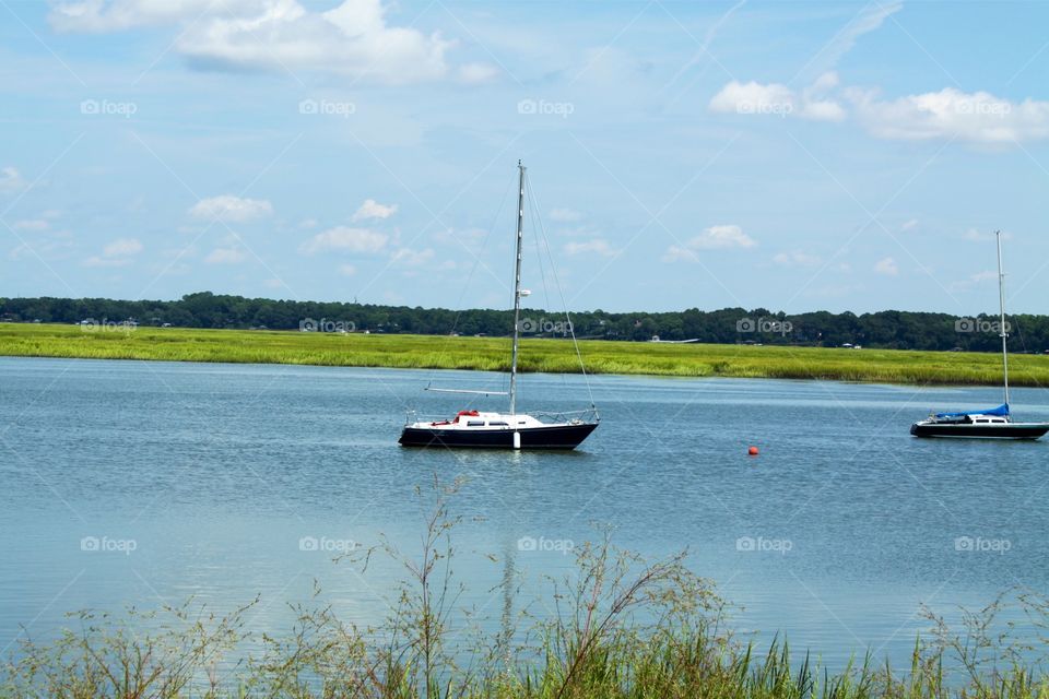 Sailboat on water in South Carolina