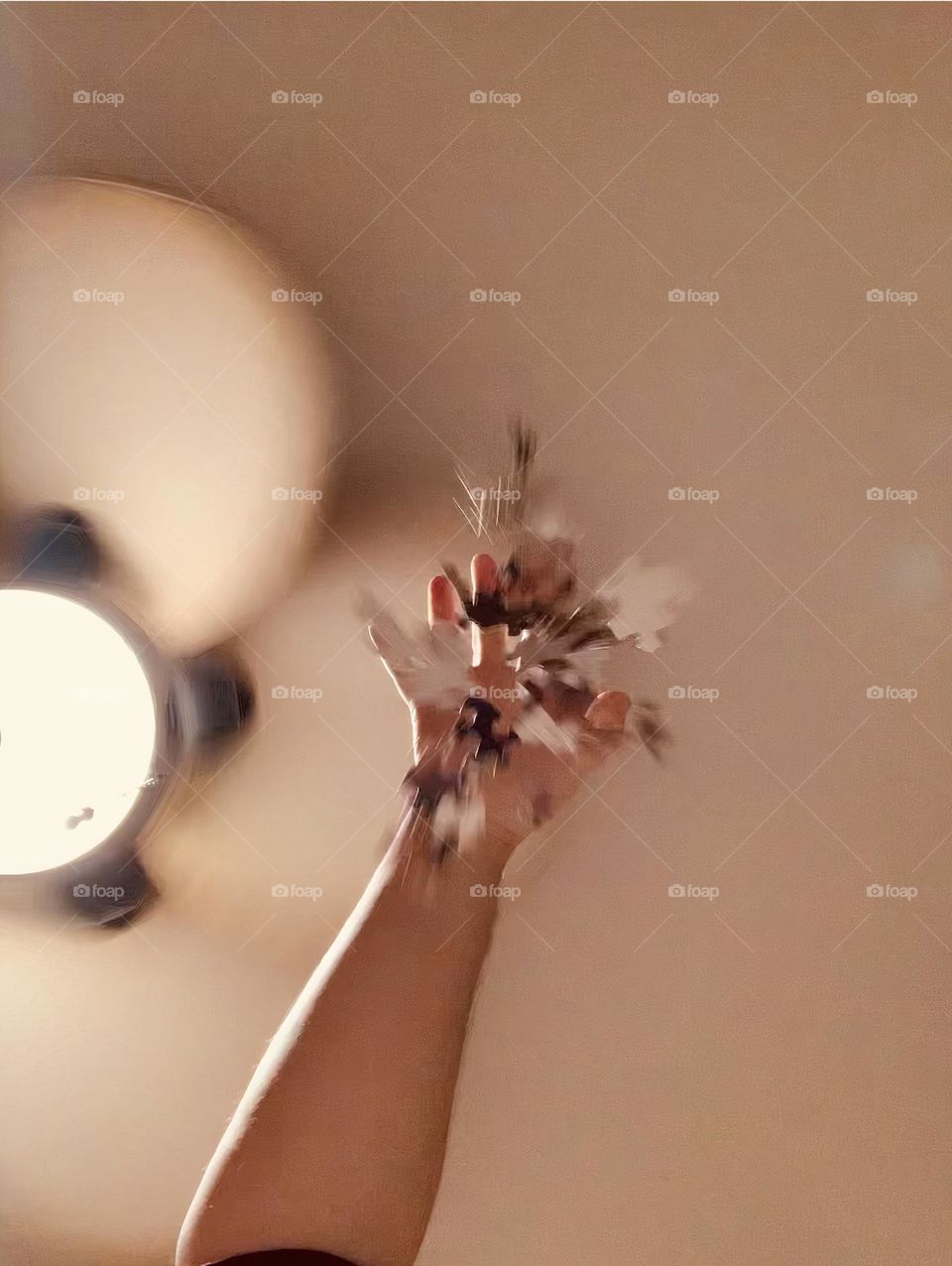 Puzzle Pieces Being Dropped From The Hand, Pieces Falling From High Above The Table With Low Angle Photography In Action.