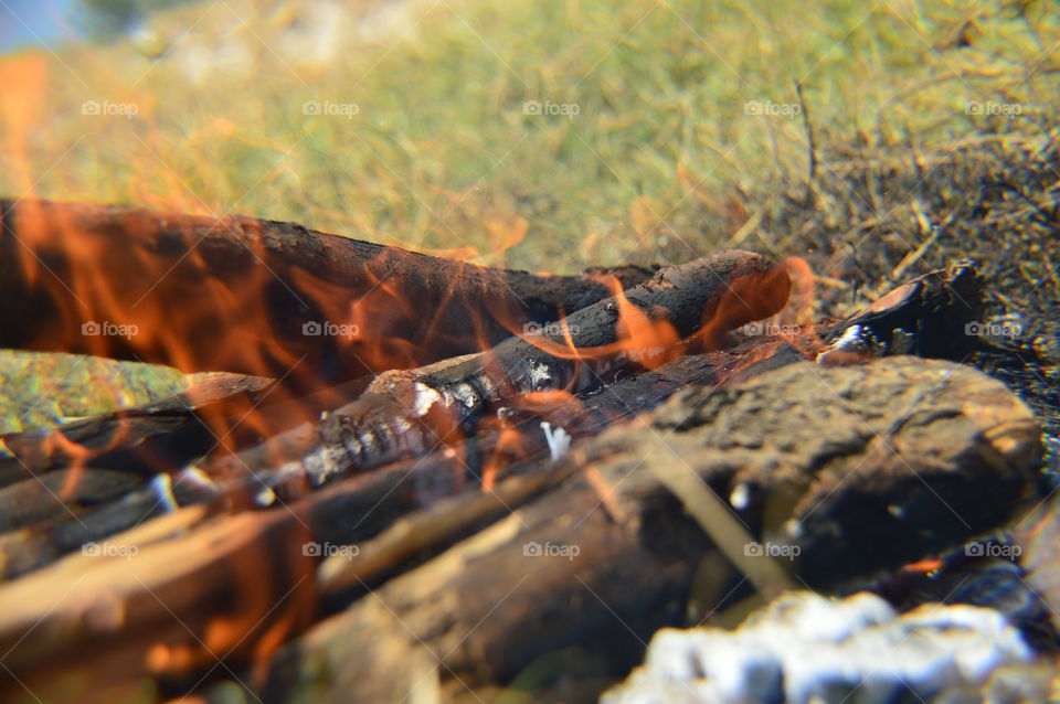 a bonfire in the open air