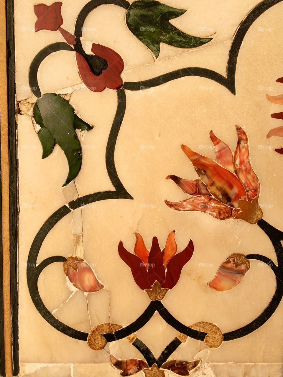 Pietra dura inlay at the Taj