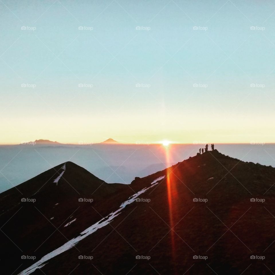 sunrise in a volcano
