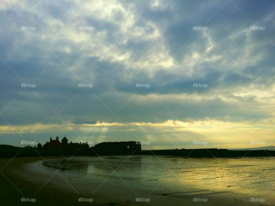 Beadnell Bay Northumberland sunrise silhouette